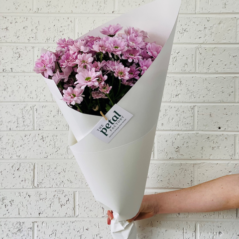 Bendigo Florist Flower Delivery - Simply Wrapped Pastel Chrysanthemums